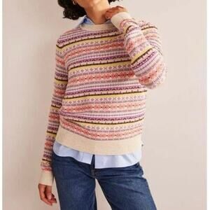 Boden Edie Fair Isle Crewneck Sweater Size L Nordic Cabincore Winter